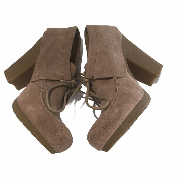 NINE WEST Vintage American Collection Size 7.5M Beige Suede Leather Loafer Heels - Picture 4 of 12